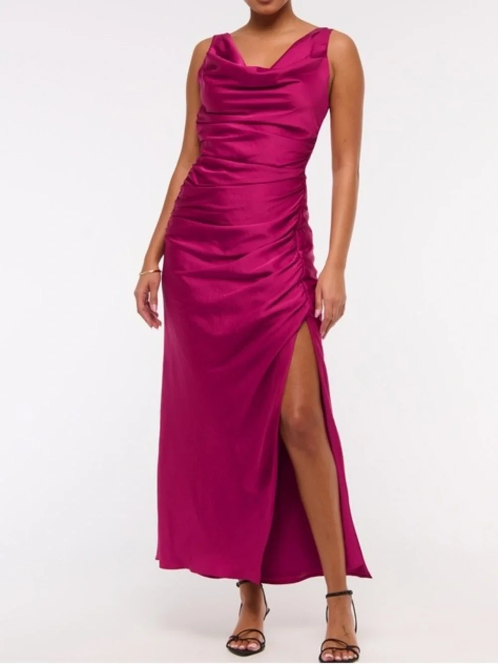 Abercrombie & Fitch Cowl Neck Draped Maxi Dress Women’s Petite Medium Pink Berry